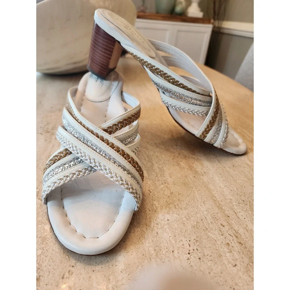 Eric Javits 10.5 N Cross Strap Block Heel Sandals Worn 1X